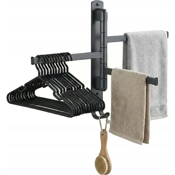 Držák na ručník Nástěnný koupelnový věšák na ručníky s otočnými rameny, držák grafit LOFT