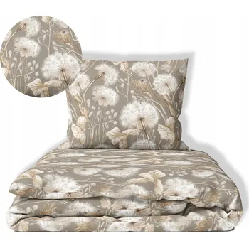 Povlečení KREPOVÉ POVLEČENÍ 200 x 220 cm PREMIUM 100% BAVLNA vzor: Letní peří zlaté