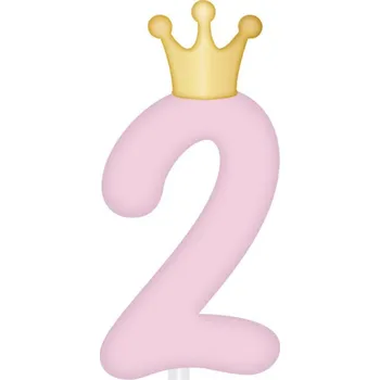Party dekorace Svíčka dortová světle růžová s korunkou číslo 2
