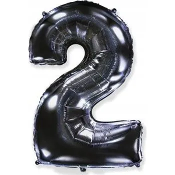 Balónek Fóliový balónek Velká Číslice Černá 2 / 40" - 102 cm Flexmetal PACK