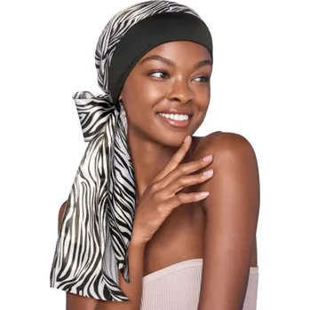 Šátek Šátek na kudrnaté vlasy s čelenkou Zebra