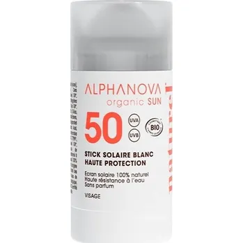 Přípravek na opalování Opalovací krém v tyčince, SPF50+, Bílý, 12 g Alphanova SUN