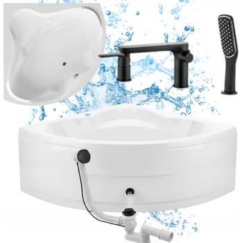 Vana Akrylátová rohová vana Laminart Beta, odtok uprostřed, 150 x 150 cm