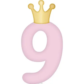 Party dekorace Svíčka dortová světle růžová s korunkou číslo 9