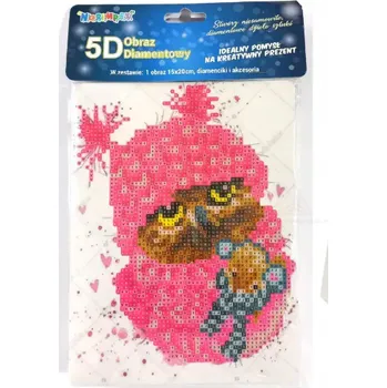 Diamantové malování Norimpex Diamantové malování Sova v růžovém 15x20cm se stojánkem