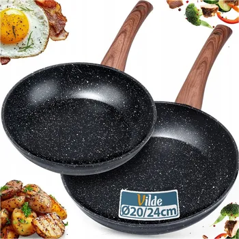 Pánev SADA GRANITOVÝCH PÁNVÍ 2 KS 20/24 CM INDUKCE BLACK&WOOD