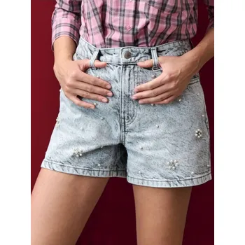 Sinsay - Džínové šortky s perličkami - šedá - 780FI-09J - 780FI-09J-38