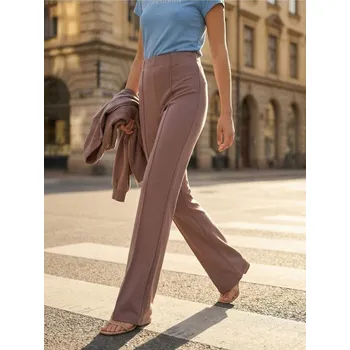 Oblečení a móda Sinsay - Pletené zvonové kalhoty s prošitím - hnědá - 692GZ-84X - 692GZ-84X-XXS