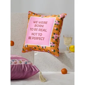 Povlak na polštářek Sinsay - Povlak na polštář s květinovým vzorem a nápisem - vícebarevná - 332IX-MLC - 332IX-MLC-ONE