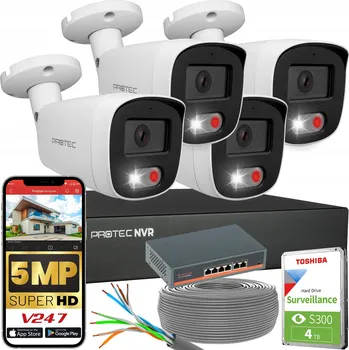 IP kamera Sada pro monitoring 4 IP kamery 5Mpx PoE Switch PoE Detekce HDD 4TB