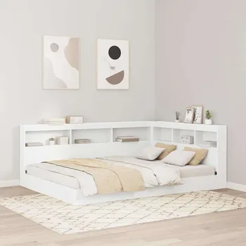 Postel vidaXL Knihovna postel s čelo Bílá 160 x 200 cm Kompozitní dřevo [3335739]