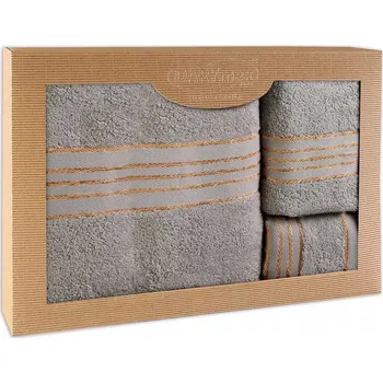 Ručník Ručník bavlna sada 3 ručníků v krabici 30x50 50x90 70x140 šedá