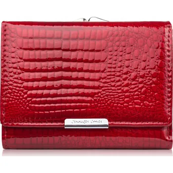 Peněženka Dámská kožená peněženka malá elegantní červená lakovaná vzor krokodýlí kůže (croco) módní