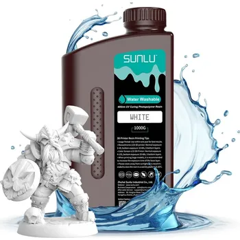 Filament UV Pryskyřice Sunlu Water Washable White Bílá 1kg 1l Pro 3D Tiskárnu