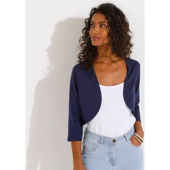 Dámská móda Jednobarevné bolerko s 3/4 rukávy nám. modrá 38/40