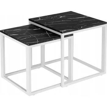 Konferenční stolek Konferenční stolek LoftInspired čtvercový 50 x 50 x 50,5 cm bílý, černý