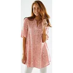 Tunika na knoflíčky a minimalistickým potiskem růžová pudrová 56