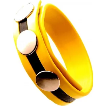 Gumový erekční kroužek M&K Rubber Cock Strap žlutý, nastavitelný pásek na penis a varlata