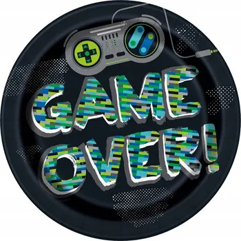 Talíř Papírové talířky Game Over! 23 cm 8 ks