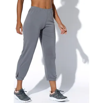 Dámské kalhoty 7/8 kalhoty s nohavicemi zakončenými manžetou šedá 46/48