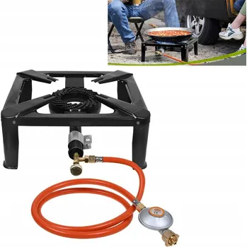Turistický vařič PLYNOVÝ TABURET LITINOVÝ HOŘÁK NA LÁHEV VAŘIČ TURISTICKÝ se SADOU HADICE A REDUKTORU