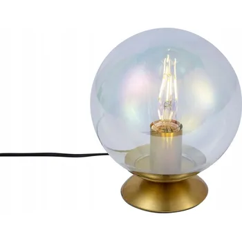 Lampička Stolní lampa ve stylu Art Deco mosazná s kouřovým duhovým sklem - Pallon