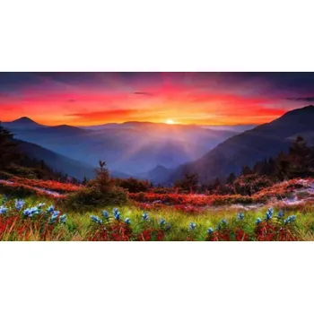 Diamantové malování Norimpex Diamantové malování Západ slunce v horách 80x40cm