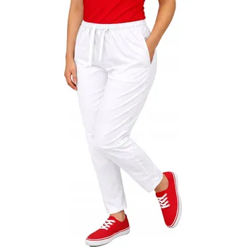 Dámské kalhoty Elastické dámské kuchařské kalhoty cigaretového střihu bílé vel. 3XL