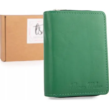 Peněženka Dámská malá peněženka do kapsy z měkké přírodní kůže zelená RFID