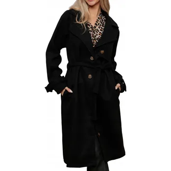 Dámský kabát Och Bella dámský kabát černý klasický bez kapuce velikost S