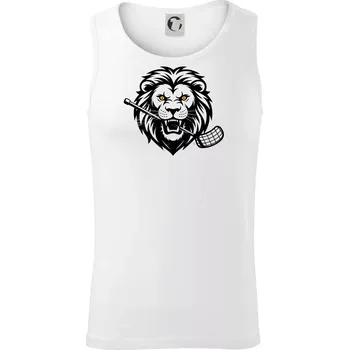 Floorball - Lev s hokejkou v tlamě - Tílko pánské Core - M ( Bílá )