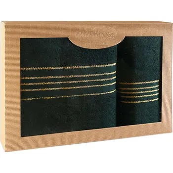 Ručník Bavlněný ručník sada 2 ručníků krabička 50x90 70x140 tmavě zelená