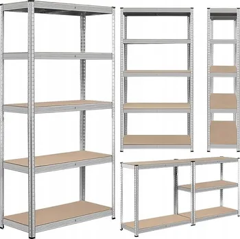 Dílenský regál KOVOVÝ SKLADOVÝ REGÁL do sklepa 175 kg 180x90x40 5 POLIC MDF POZINK Křeček