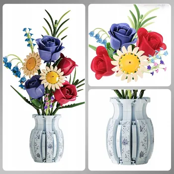 ostatní stavebnice Stavebnice konstrukcyjne květiny kytice květin 787 dílů s vázou sada