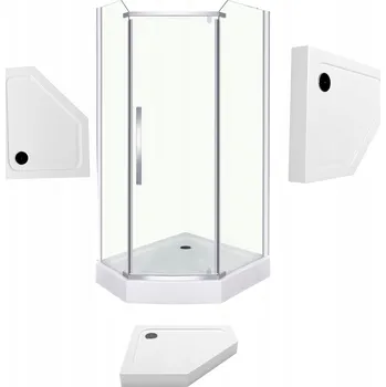 SPRCHOVÝ KOUT PĚTIÚHELNÍKOVÝ 100x80 UNIVERZÁLNÍ LEVÝ SE SPRCHOVOU VANIČKOU