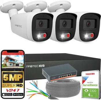 IP kamera Monitorovací sada 3 IP kamery 5Mpx PoE Switch PoE Detekce HDD 4TB