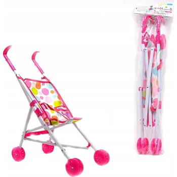 Kočárek pro panenku Sportovní Kočárek pro panenky - skládací, růžový, lehký kočárek s deštníkem