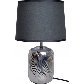 Lampička Keramická lampa stříbrná s černým stínidlem