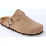 Kožené pantofle s plnou špičkou hnědošedá světlá 38