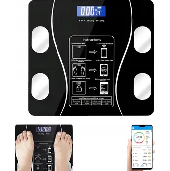 Osobní váha Analytická koupelnová váha LCD Chytrá 180kg Bluetooth Elektronická