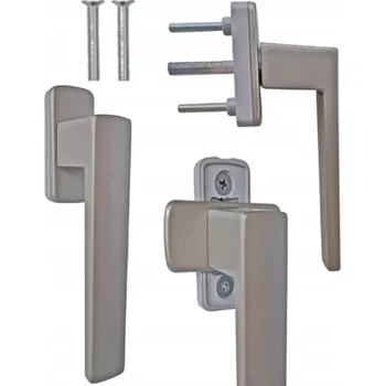 Okenní klika Hliníková okenní klika STŘÍBRNÁ pro okna, hranatá, univerzální, pro PVC okna