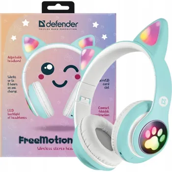 Sluchátka Bezdrátová sluchátka přes uši Defender Bluetooth LED s oušky
