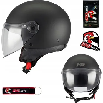 Helma na motorku Motocyklová přilba MT STREET S PURE BLACK MATT černá matná na skútr ZDARMA