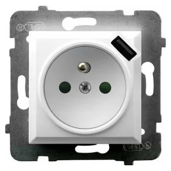 Elektrická zásuvka Elektrická Zásuvka USB nástěnná Ospel bílá