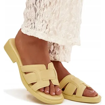 Pracovní obuv NAZOUVÁKY DÁMSKÉ Z EKO KŮŽE LEHKÉ POHODLNÉ S PÁSKY ŽLUTÉ VELIKOST 39