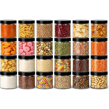 Dóza na potraviny Nádoba na potraviny 50 ml sklenice plastová kuchyňská 0,05 l, sada 24 ks