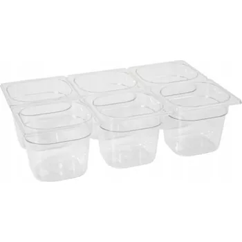 Dóza na potraviny NÁDOBA GN PRŮHLEDNÝ Z POLYGLANU, ZÁCHOD GN 1/6 100 MM, NETLAČÍCÍ