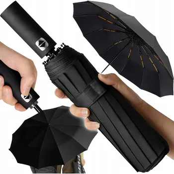 Deštník VĚTRUODOLNÝ SKLÁDACÍ DEŠTNÍK PÁNSKÝ DÁMSKÝ 12 RAMEN + POUZDRO