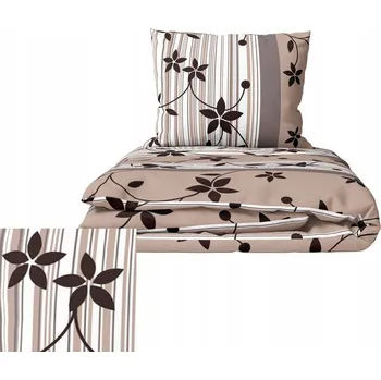 Povlečení Sada povlečení z KŮRY 160x200cm, Bavlna, vzor: Popínavé rostliny béžová