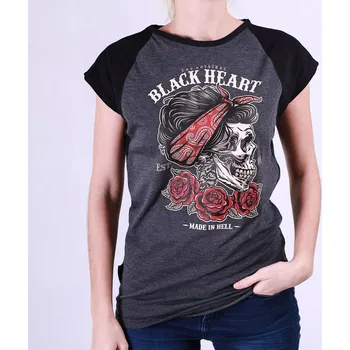 Dámské Triko BLACK HEART PIN UP RG Barva: šedá, Velikost: M